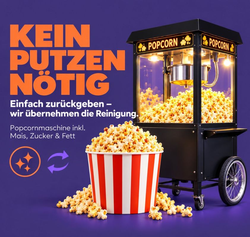 Popcornmaschine mieten in Hamburg – inklusive Mais, Zucker und Fett